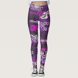 Paarse Doodle Pattern-Leggings Leggings