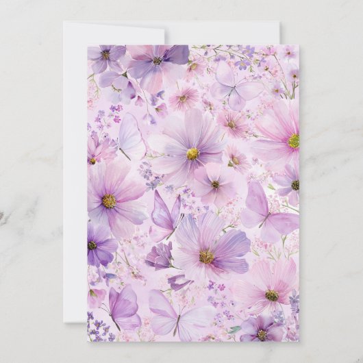 Paarse doop vlinder bloemendoopsel meisje kaart (Achterkant)