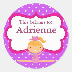 Paarse dot Gymnastiek Terug naar schoolkaartjes Ronde Sticker