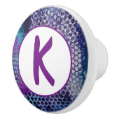 Paarse Dotty Abstract Monogram Keramische Knop (Rechts)