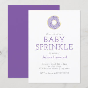 Paarse Doughnut Baby Sprinkle Shower Kaart
