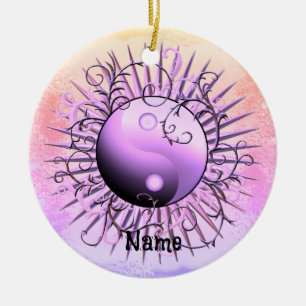 Paarse Draaikolk Yin Yang Keramisch Ornament
