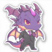 Paarse draak in een Suit-Sticker Sticker (Voorkant)
