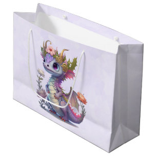 Paarse draak met elegante kroon groot cadeauzakje