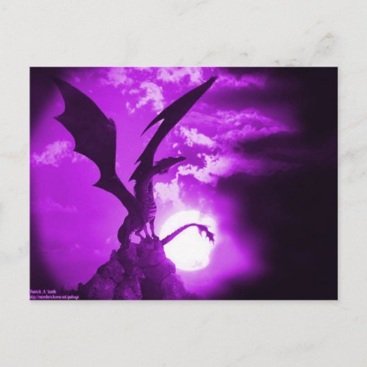 Paarse Dragon 2-Briefkaart | Fantasy Art Greeting Briefkaart (Voorkant)