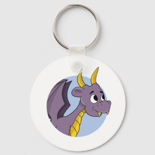 Paarse dragon cartoonl sleutelhanger