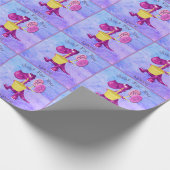 Paarse dragon Cupcake-ballonnen gepersonaliseerd Cadeaupapier (Hoek)