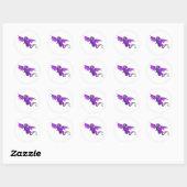 Paarse dragon ronde sticker (Vel)