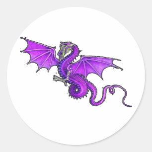 Paarse dragon ronde sticker
