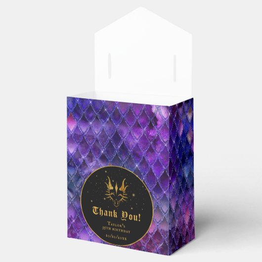 Paarse Dragon Scales Gouden Verjaardag Dank u Bedankdoosjes (Geopend)