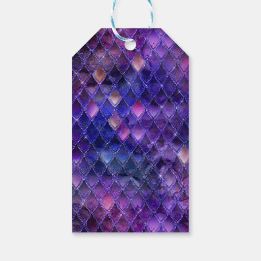 Paarse Dragon Scales Gouden Verjaardag Dank u Cadeaulabel (Achterkant)
