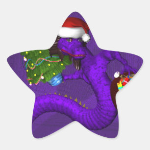Paarse dragon ster sticker