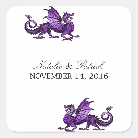 Paarse dragon Wedding Stickers (Voorkant)
