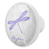 Paarse Dragonfly Aangepaste keramische schedel Knop (Rechts)