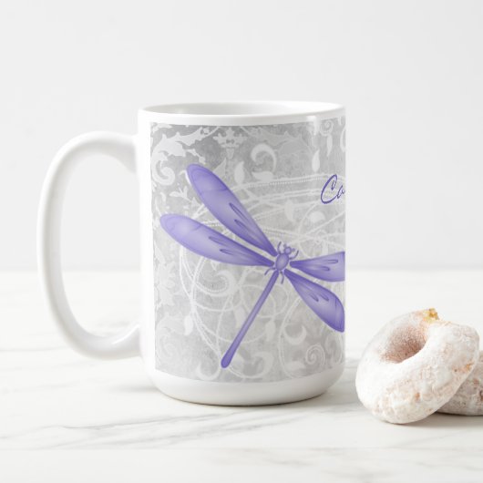 Paarse Dragonfly - Aangepaste koffie-Mok Koffiemok (Met donut)