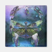 Paarse Dragonfly Dreamcatcher Magnet Magneet (Voorkant)