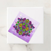 Paarse Dragonfly en Flowers Mandala Hand Drawn Bedankjes Labels (In situ)