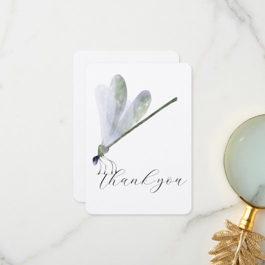 Paarse Dragonfly - Hartelijk dank Bedankkaart (Voorkant / Achterkant in situ)