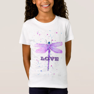 Paarse dragonfly-meisjes schattig t-shirt