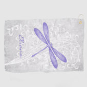 Paarse Dragonfly Persoonlijke Golfhanddoek (Horizontaal)
