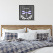 Paarse dragonfly Rustic Canvas afdrukken (Insitu (Slaapkamer))
