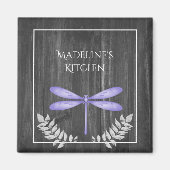 Paarse Dragonfly Rustic Magnet Magneet (Voorkant)