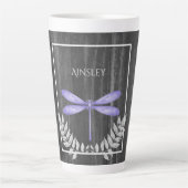Paarse Dragonfly Rustic Persoonlijke latte Mok (Voorkant)