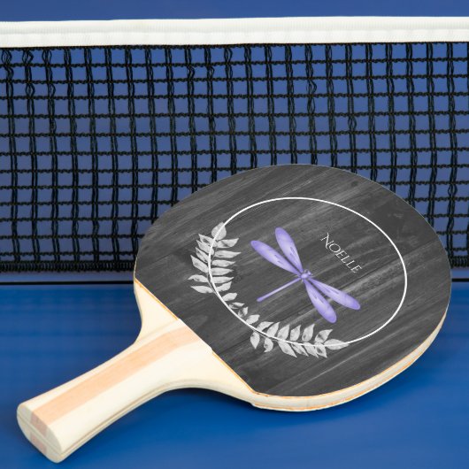 Paarse Dragonfly Rustic Ping Pong Paddle Tafeltennisbatje (Insitu)