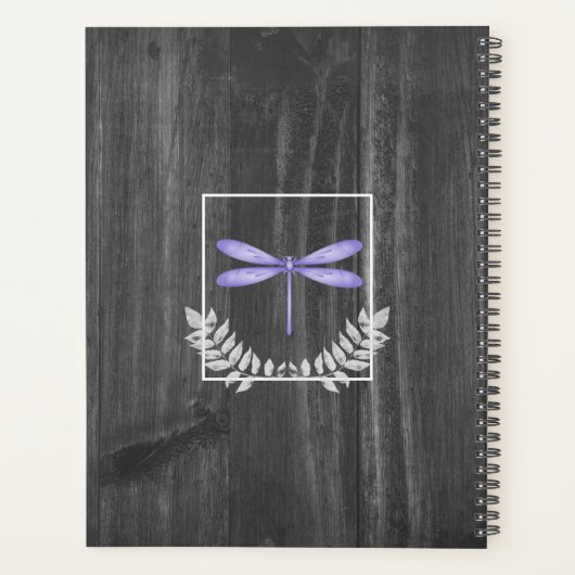 Paarse dragonfly Rustic Planner (Achterkant)