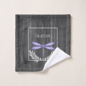 Paarse Dragonfly Rustic Speciaal Bad Handdoek (Wasdoekje)