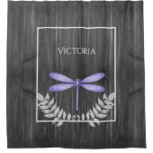 Paarse Dragonfly Rustic Speciaal Douchegordijn (Voorkant)