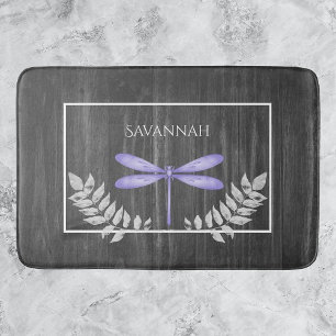 Paarse Dragonfly Rustic Specialized Bath Mat