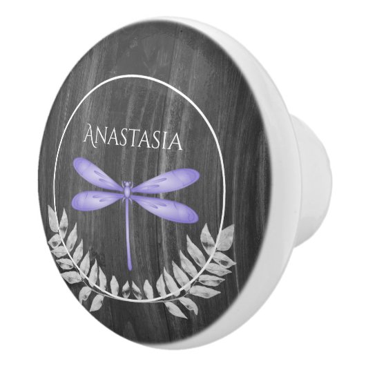 Paarse dragonfly Rustic Specialized Ceramic Knob. Keramische Knop (Rechts)