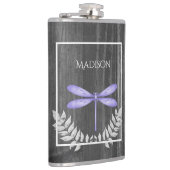 Paarse dragonfly Rustische kolf Heupfles (Rechts)