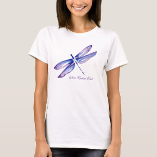 Paarse dragonfly-strijken   Unieke cadeautjes T-shirt