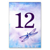 Paarse Dragonfly Trouwtafel Nummer | Waterverf Kaart (Achterkant)