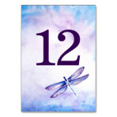 Paarse Dragonfly Trouwtafel Nummer | Waterverf Kaart (Voorkant)