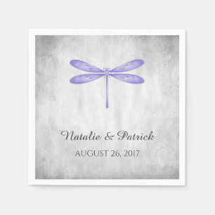 Paarse Dragonfly Weddenpapier servetten