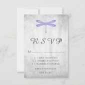 Paarse Dragonfly Wedding RSVP Kaart (Voorkant)