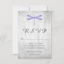 Paarse Dragonfly Wedding RSVP Kaart