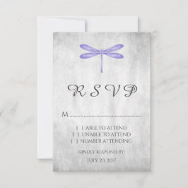 Paarse Dragonfly Wedding RSVP Kaart