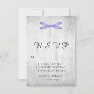 Paarse Dragonfly Wedding RSVP Kaart