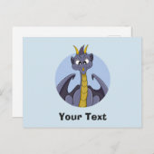 Paarse drakencartoon briefkaart (Voorkant / Achterkant)