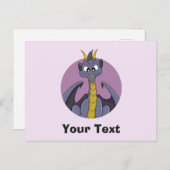 Paarse drakencartoon briefkaart (Voorkant / Achterkant)