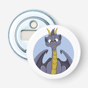 Paarse drakencartoon button flesopener