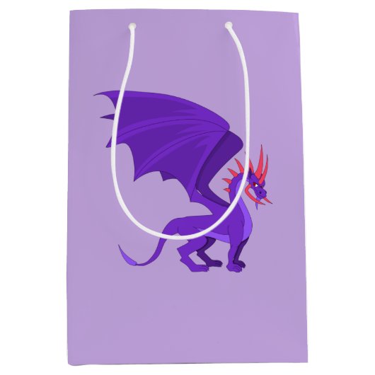 Paarse drakencartoon medium cadeauzakje (Voorkant)
