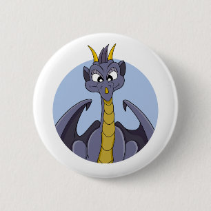 Paarse drakencartoon ronde button 5,7 cm