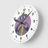 Paarse drakencartoon ronde klok (Hoek)