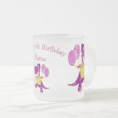 Paarse drakenkoek en ballonnen op maat matglas koffiemok (Voorkant rechts)