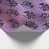 Paarse drakenontwerp cadeaupapier (Hoek)